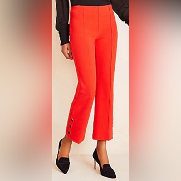 Ann Taylor Pants - Ann Taylor Button Trim Kick Crop Pant, SZ: 4, Vibrant Red